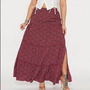 Caprina Floral Tiered Maxi Skirt - Red/combo